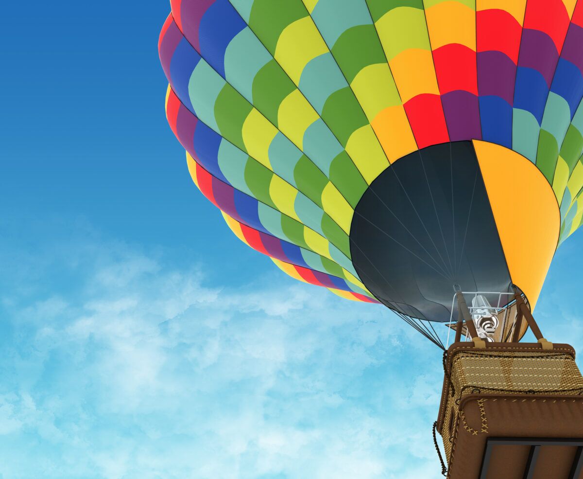hot air balloon in a blue sky