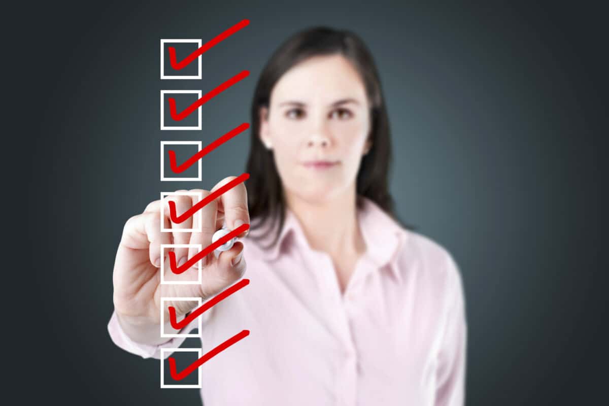 woman checks off all the boxes