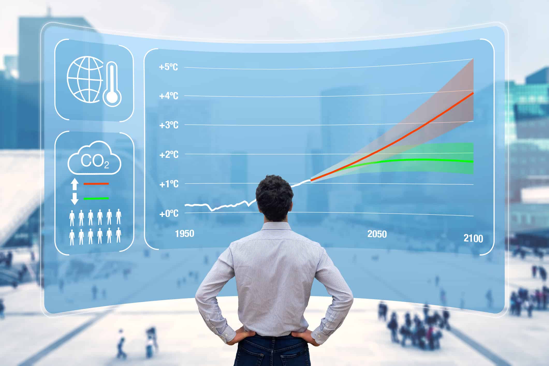 A person looks at data on a screen