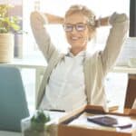 woman retiree on computer